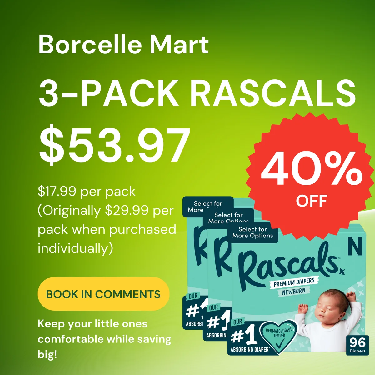 Borcelle Mart - Diapers 40% off promotion
